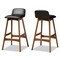 Baxton Studio Darrin Mid-Century Modern Black Faux Leather and Walnut Brown Finished Wood 2-Piece Bar Stool Set 176-11018-Zoro - alternate 1